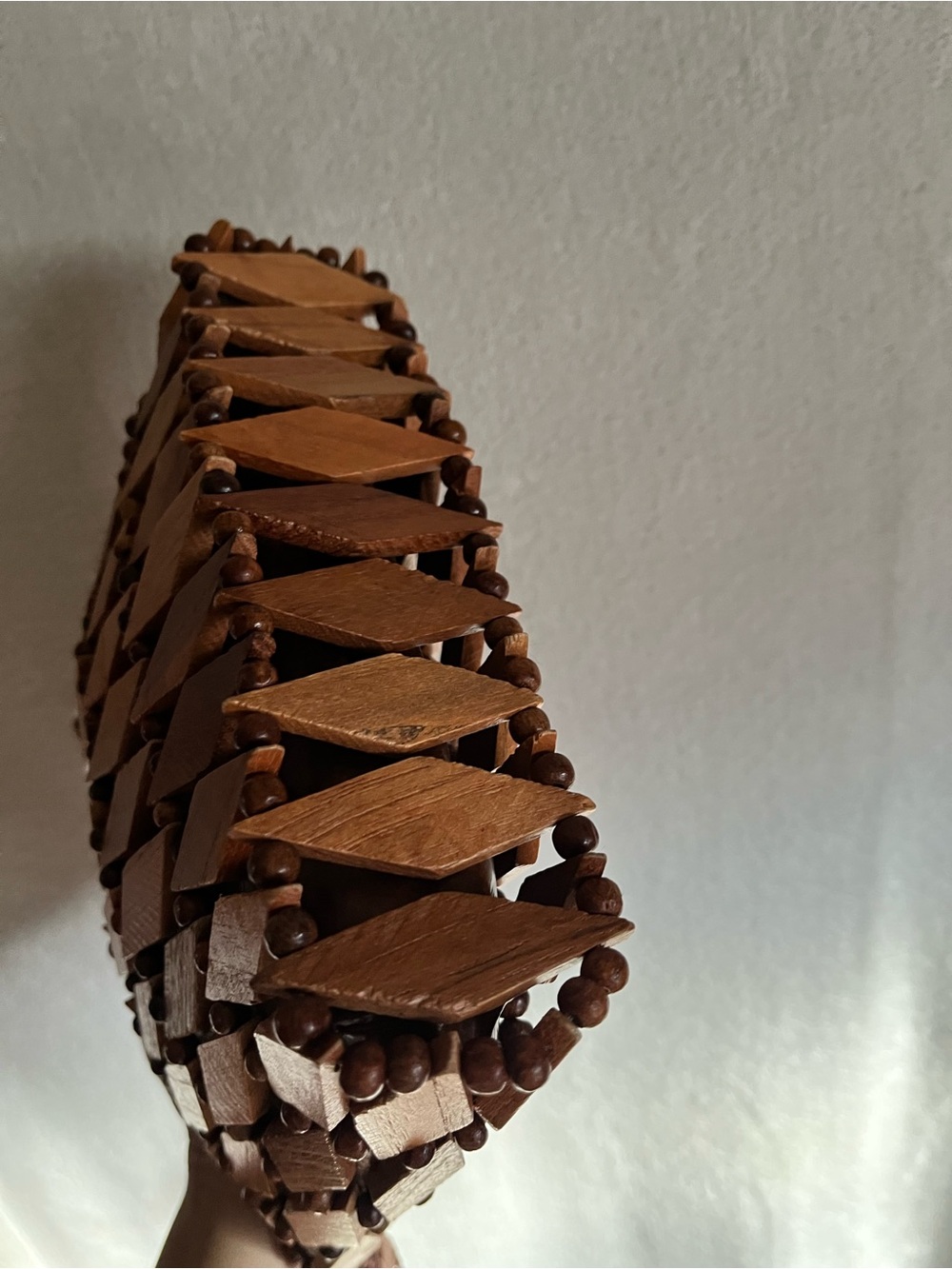 Boho Handcrafted Brown Wood Bead Shoulder Bag - Picture 8 of 8